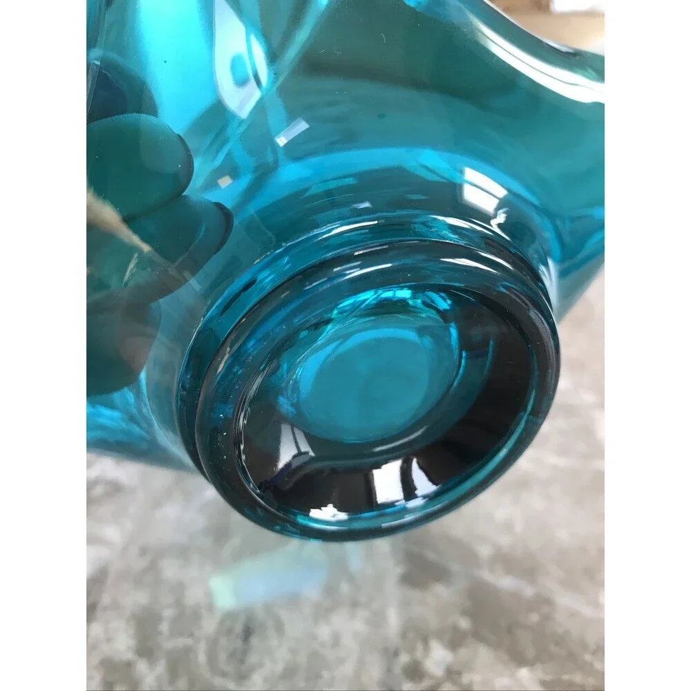 Viking Art Glass Basket Aqua - Picture 3 of 4